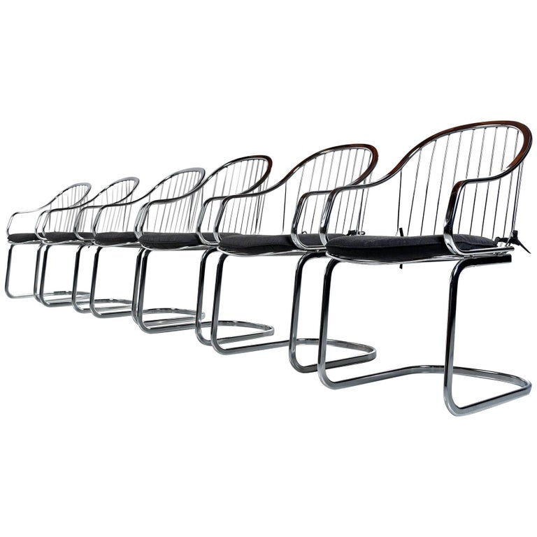 Gastone Rinaldi Style Chrome Wire Frame Dining Chairs Made in Italy, 1960s  at 1stDibs | gastone rinaldi dining chairs, gastone rinaldi chrome chair