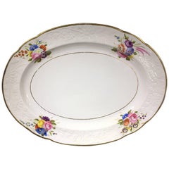 Spode Oval Platter, Moulded and Painted with Flowers Pat. 1943, circa 1815