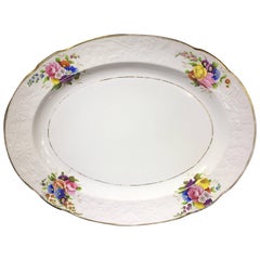 Spode Oval Platter, Moulded and Painted with Flowers Pat. 1943, circa 1815