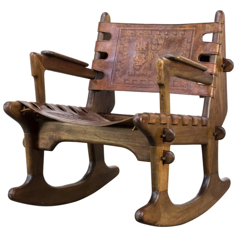 Angel Pazmino Rocking Chair Leather For Sale at 1stdibs