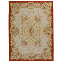 20th Century White and Red Silk Chinese Aubusson Rug, 2000