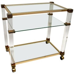 Vintage 1970s Drinks Trolley in Glass and Lucite