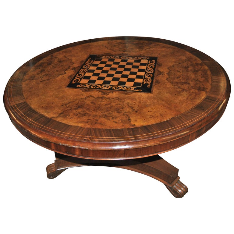 Leather Top Game Table and Chairs at 1stdibs