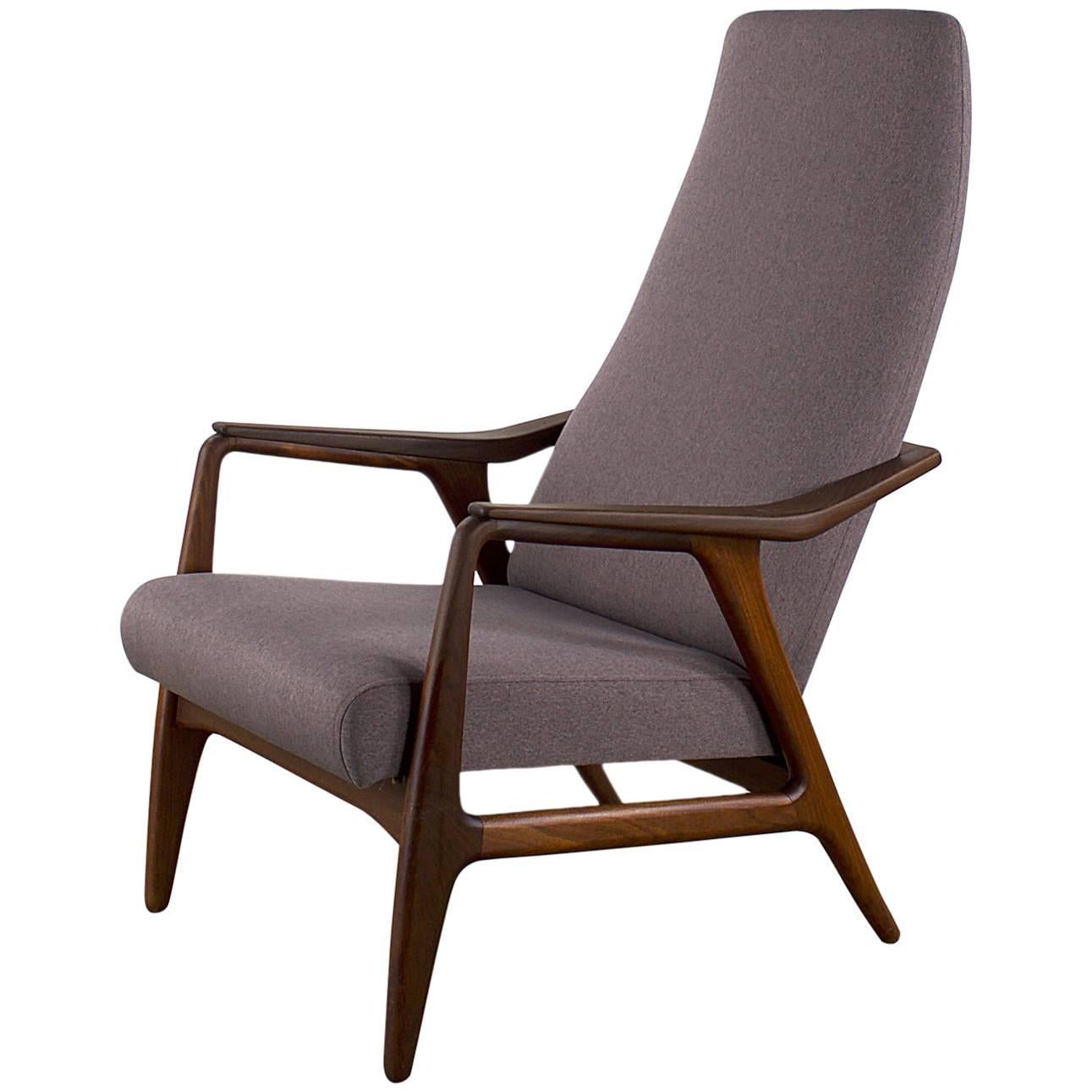 Midcentury Teak Easy Chair / Fauteuil, Reupholstered For Sale