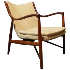NV45 Armchair in Rosewood and Light Wool by Finn Juhl and Niels Vodder, 1940s
