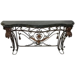 Impressive Marble Topped Iron Console