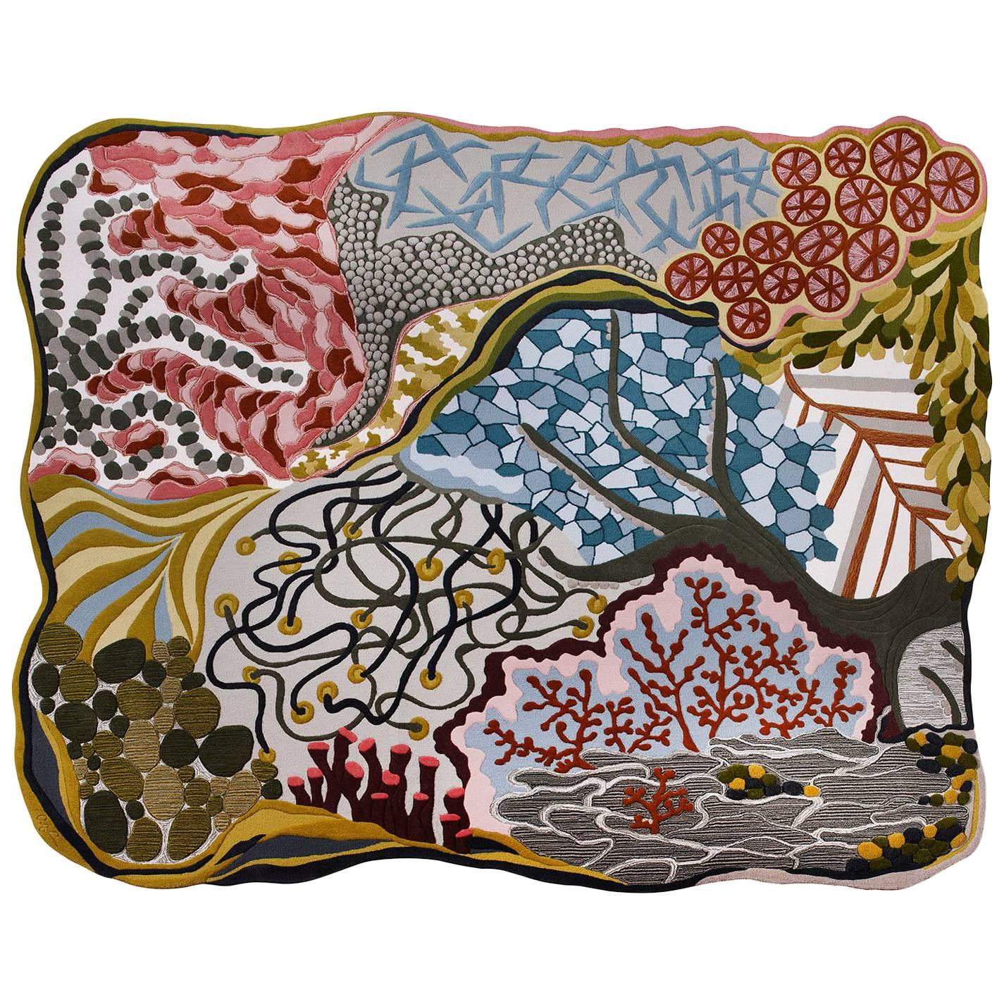 Angela Adams Ocean Floor Area Rug & Tapestry, One-of-a-kind, Handcrafted, Modern For Sale