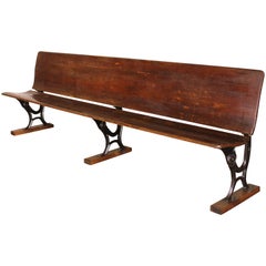 Antique Maple and Cast Iron Folding Station Bench, Seat "BUFFALO NEW YORK"