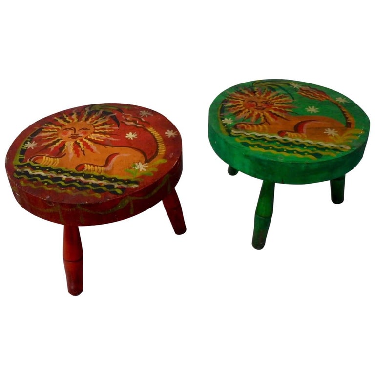 Peter Hunt painted stools, 1960s, offered by Tom Gibbs Studio