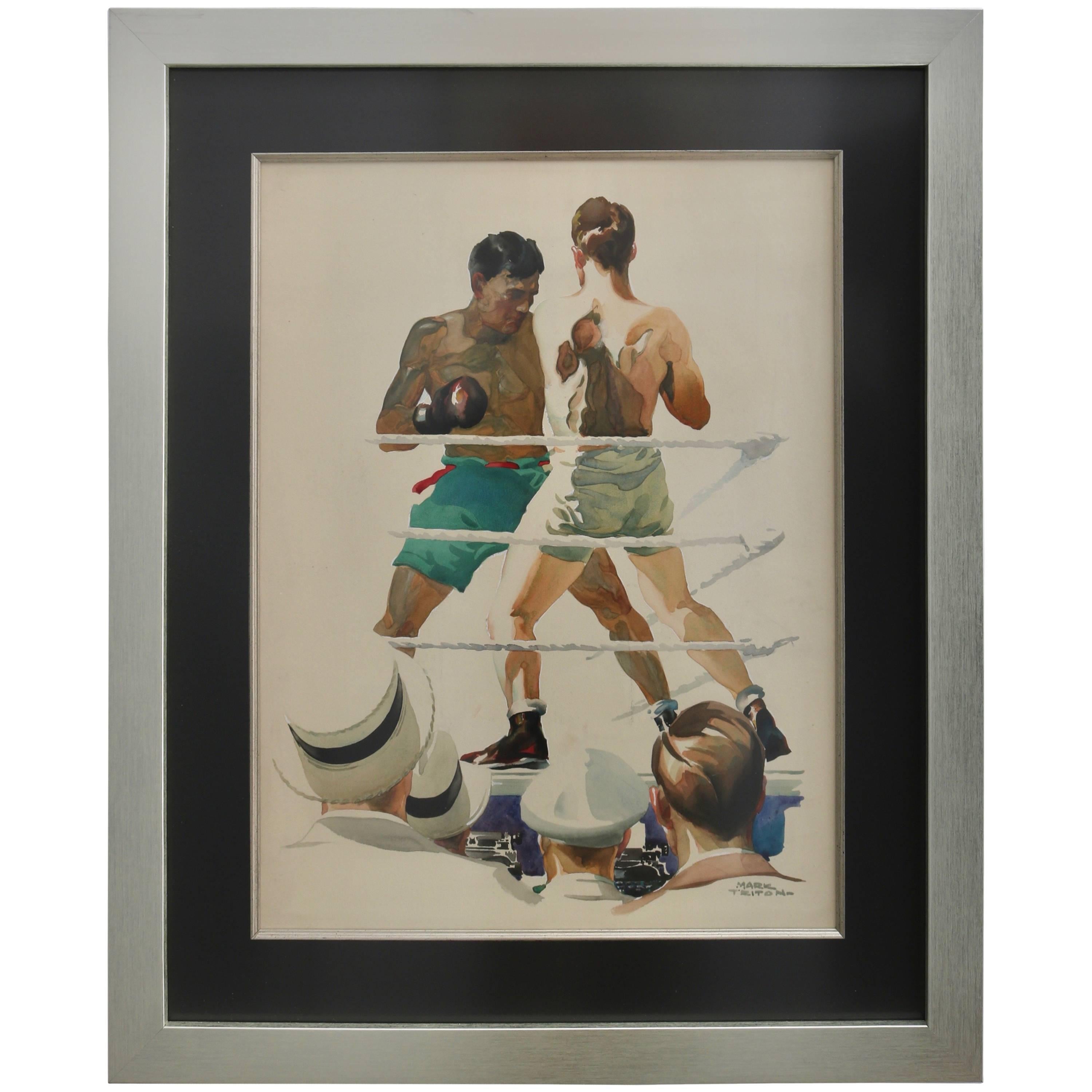  Watercolor of a Boxing Match Titled "Ringside"