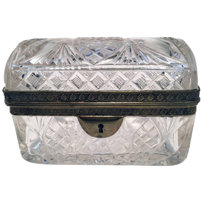 Cut Crystal and Gilt Bronze Dresser Box For Sale at 1stDibs
