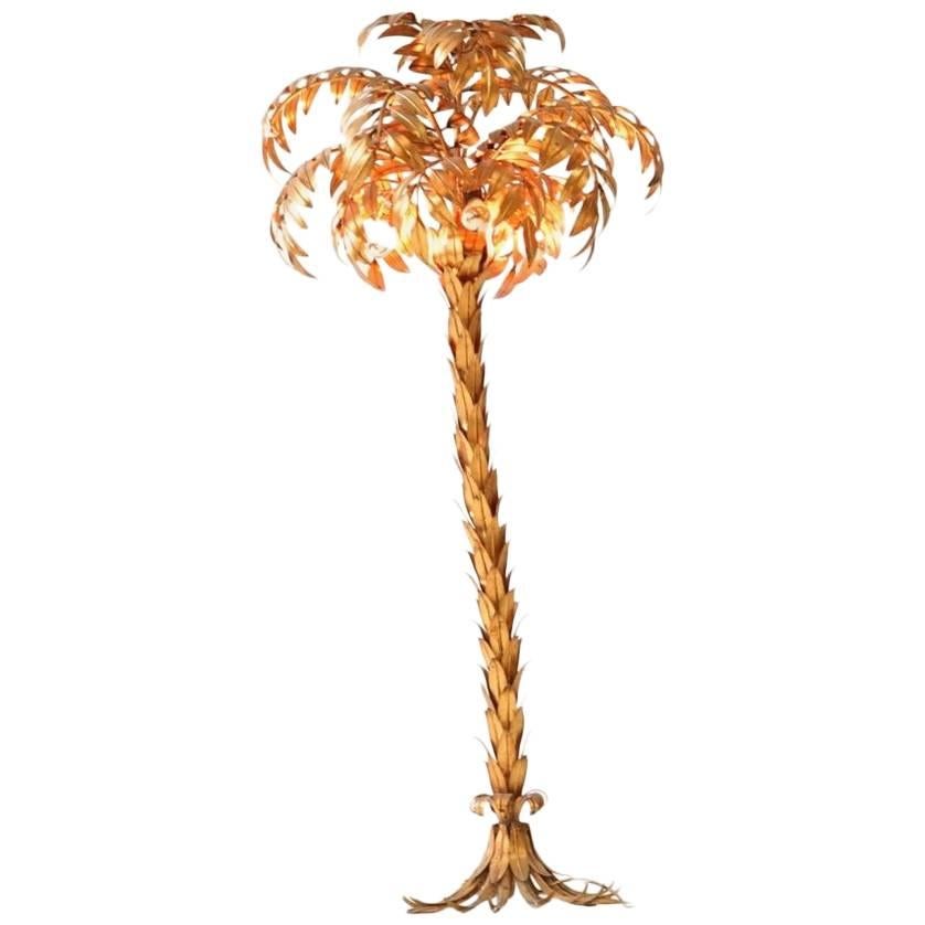 Golden Palm Tree Floor Lamp by Hans Kögl, 1970s, Germany