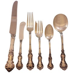 Vintage Fleury by Gorham Sterling Silver Flatware Set for 12 Service 79 Pcs M Monogram