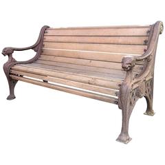 Cast Iron Bench with Lion Head Arms 11