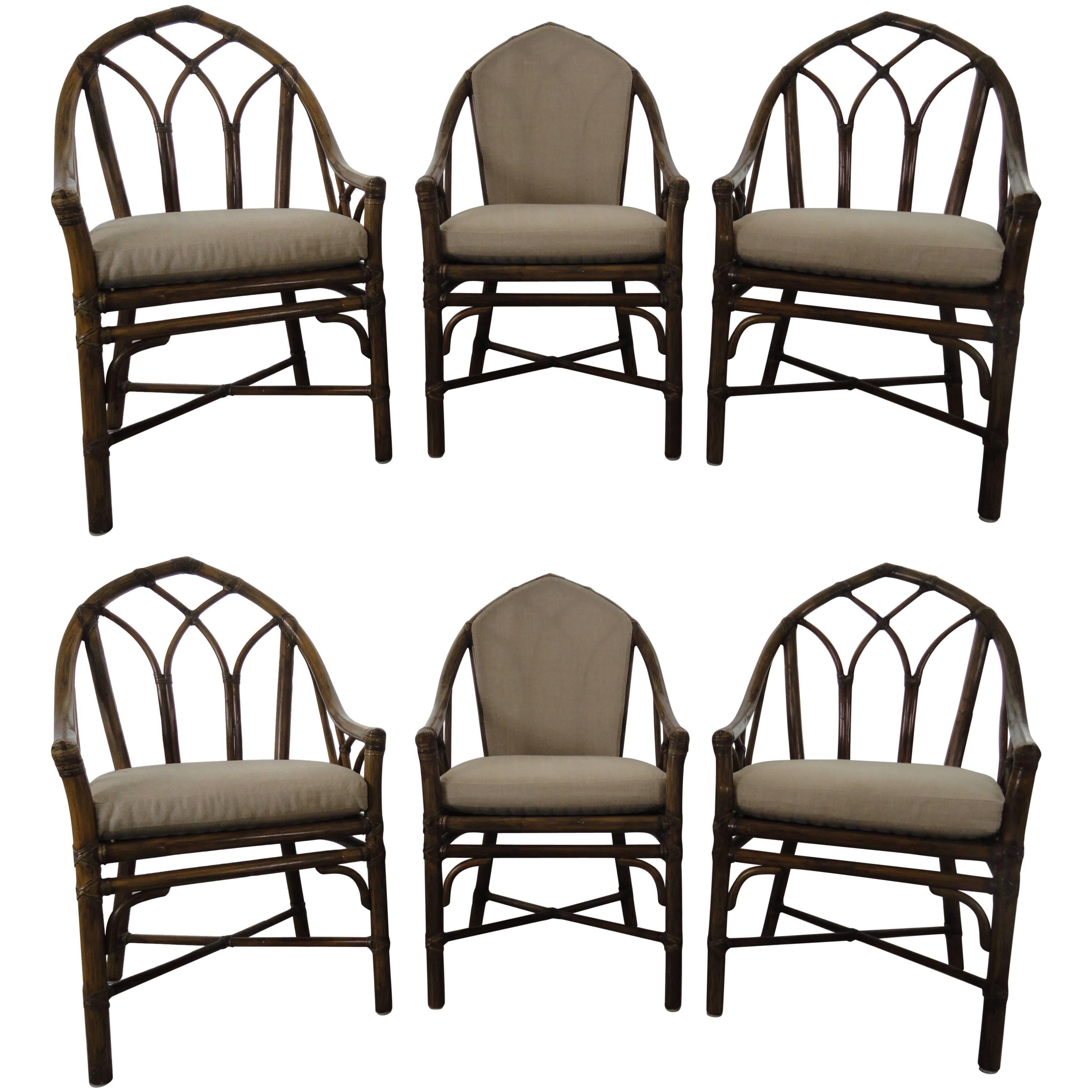 McGuire Furniture Set of Six Dining Chairs