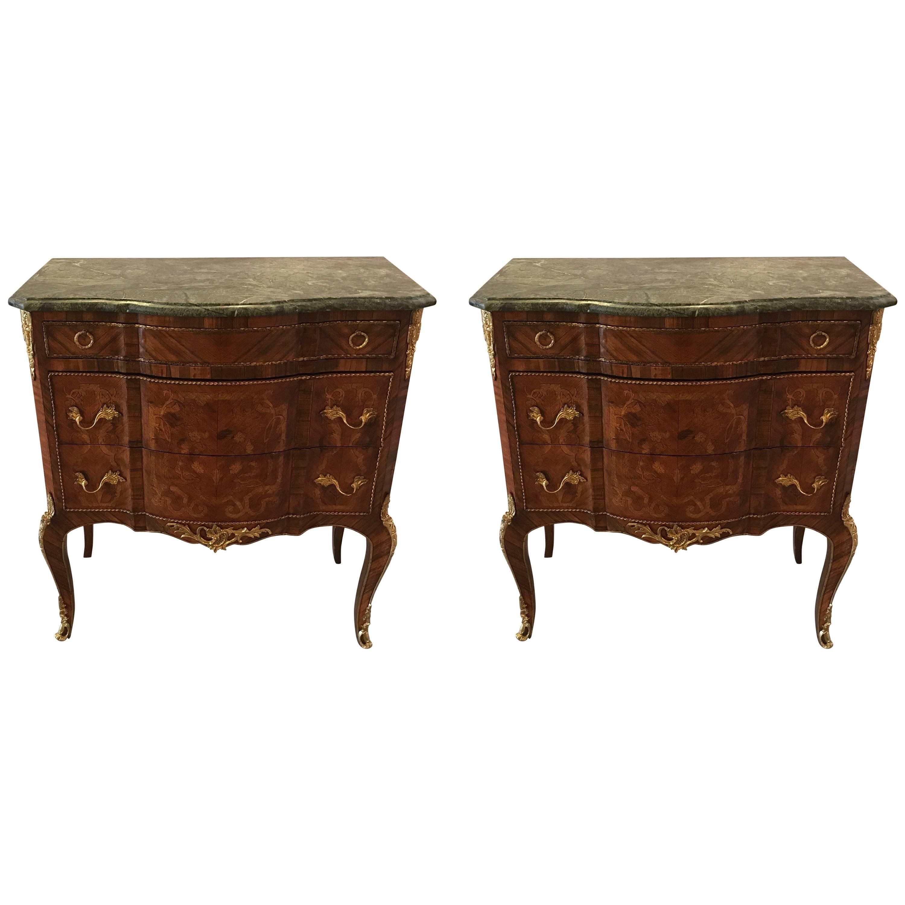 Pair of French Marble-Top Commodes