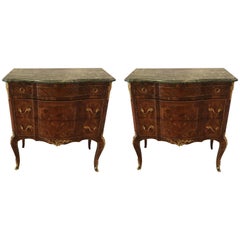 Antique Pair of French Marble-Top Commodes