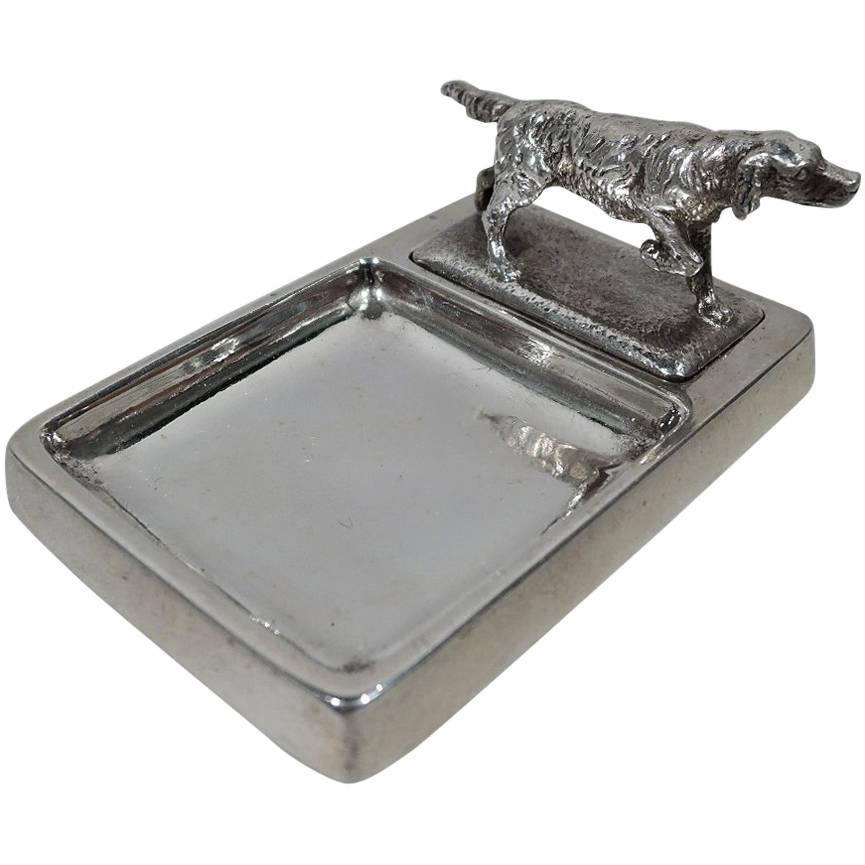 Antique Tiffany Sterling Silver Vide-Poche with Retriever Dog