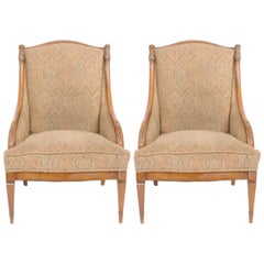 Used 1940s Carved Wood Lounge Chairs