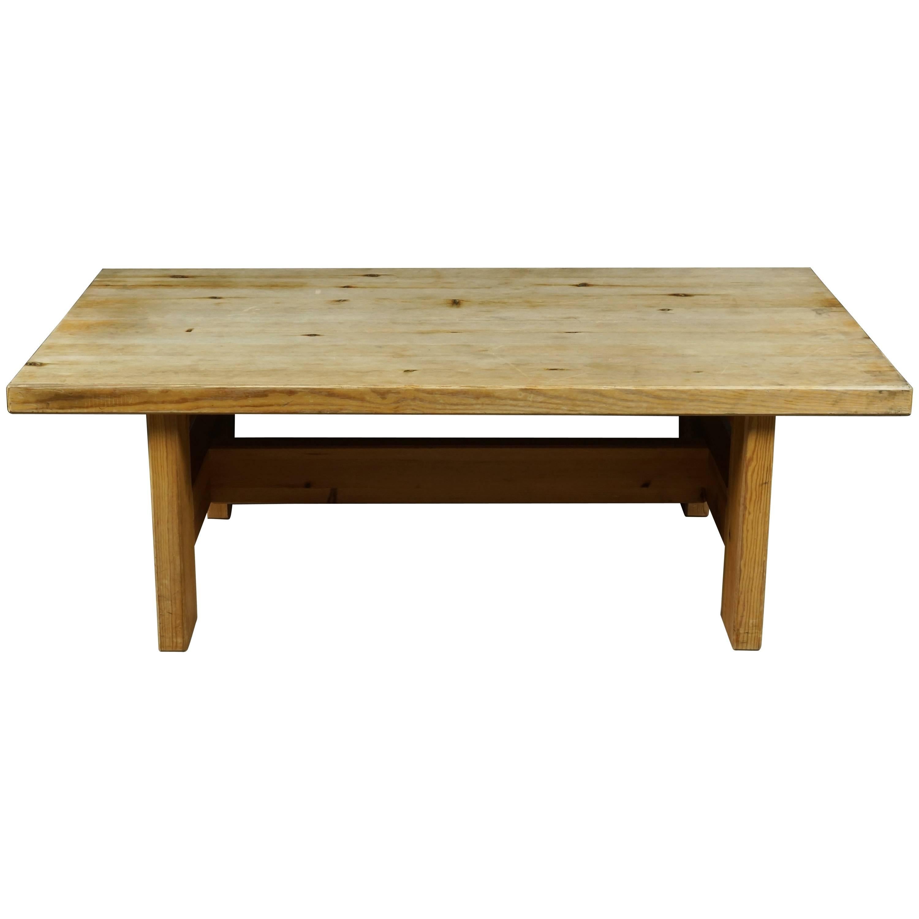 Solid Pine Coffee Table from Sweden, circa 1960