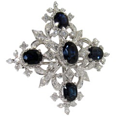 Vintage Exceptional 2.52-Carat Diamond and Sapphire Snowflake Brooch