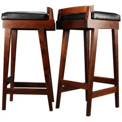 Pair of Midcentury Danish Rosewood Bar Stools by Erik Buck for Dyrlund