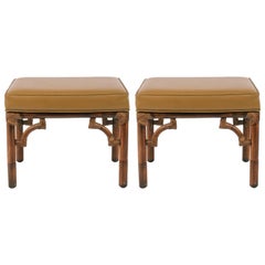 Pair of 1960s Bamboo Ottomans