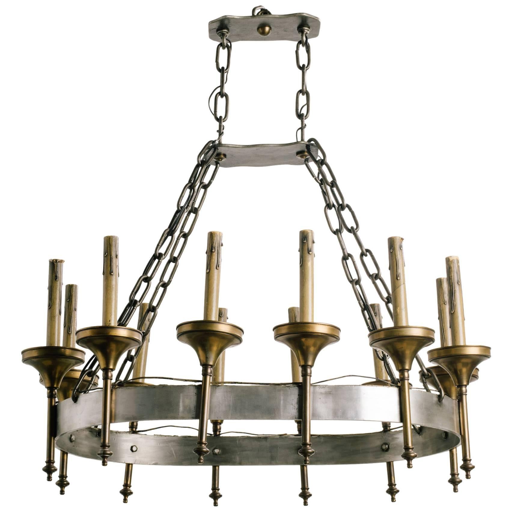 1970s Gothic Chandelier with Brass Accents For Sale
