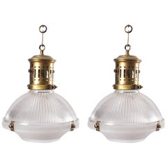Pair of English Holophane Lamps