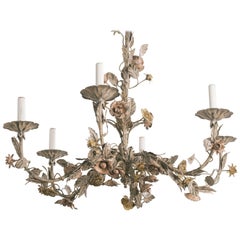 1960s Italian Tole Floral Chandelier