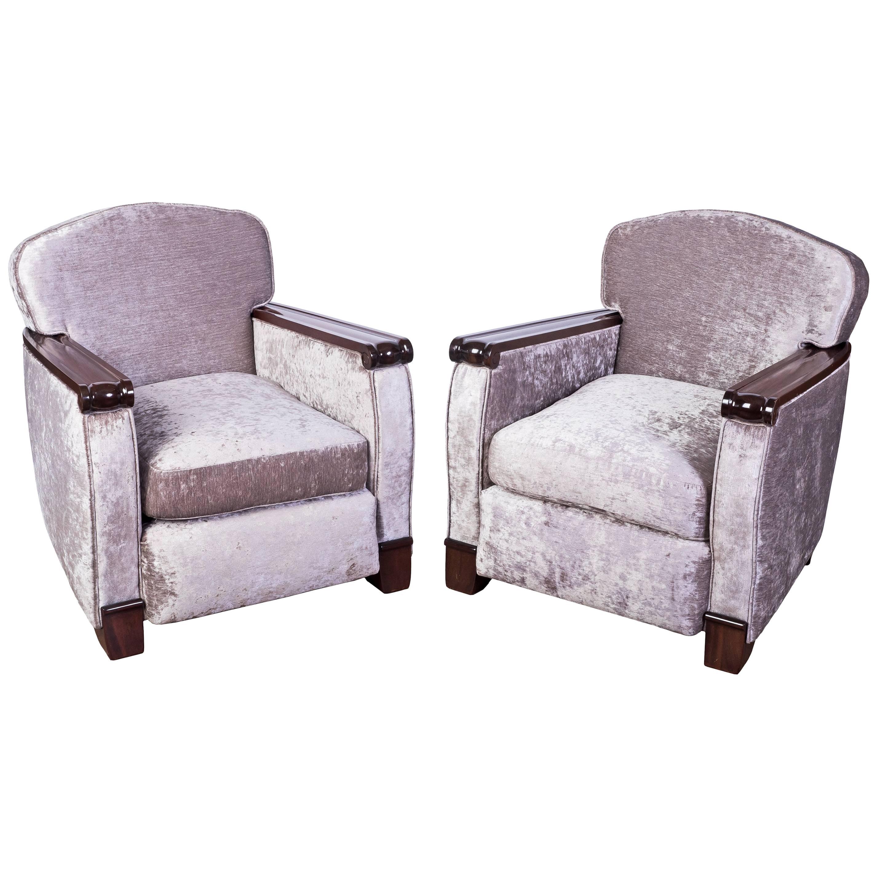 Exceptional Pair of Club / Armchairs by Gaston Poisson