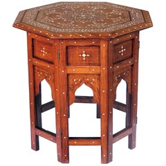 Antique Intricately Inlaid-Anglo Indian 19th Century Octagonal Side Table