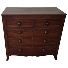 Antique English Mahogany and Inlay Chest of Drawers, 19th Century