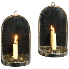Pair of Silver Plated Wall Lights in the Queen Anne Manner