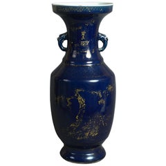 Large 19th Century Powder Blue and Gilded Porcelain Vase