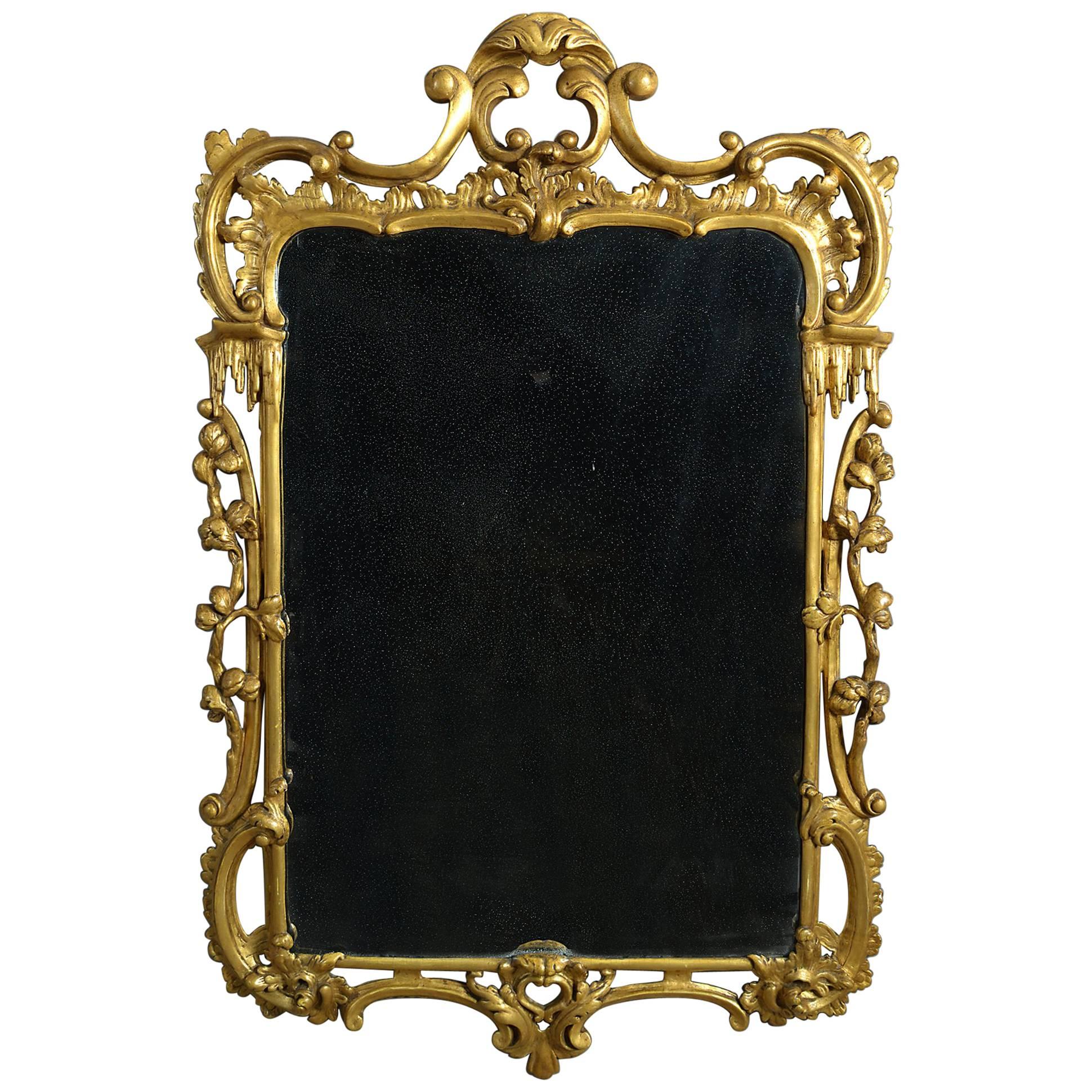 Mid-18th Century George III Period Giltwood Rococo Mirror