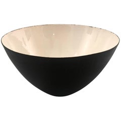 Large Krenit Bowl in Black and White Enamel Early Production, Denmark