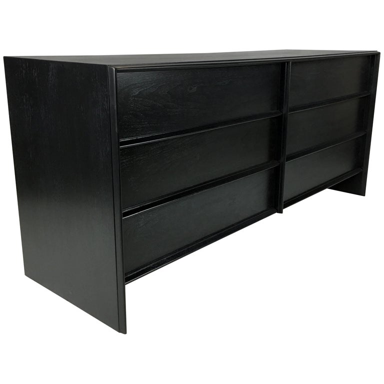 Low Dresser In Charcoal Lacquer By T H Robsjohn Gibbings For Sale