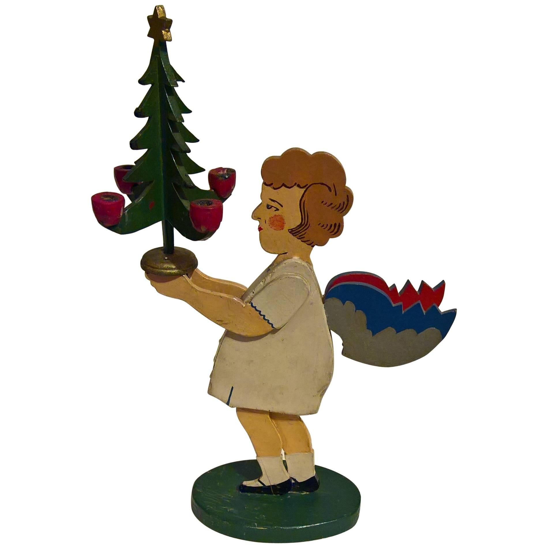 Weihnachts Engelsfigur aus Erzgebirge aus der Mitte des 20. Jahrhunderts