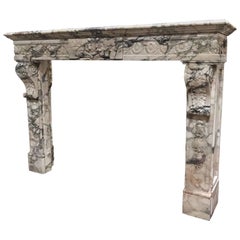 Antique Breccia Marble Mantel, circa 1850