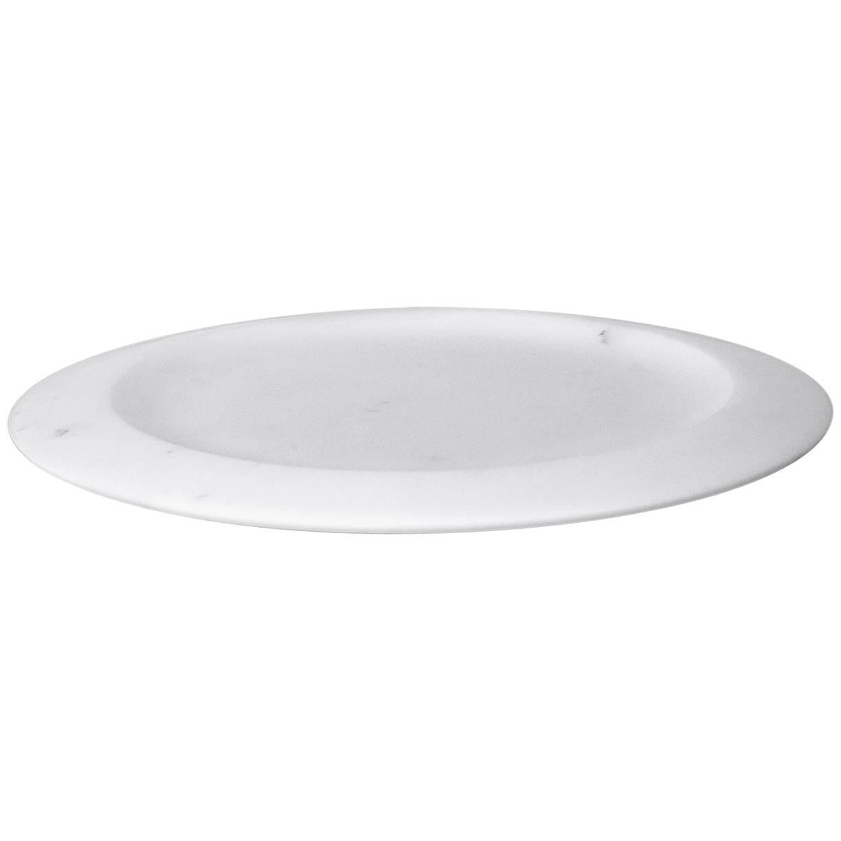 New Modern Dish in White Michelangelo Marble, creator Ivan Colominas For Sale