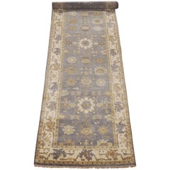 Blue-Gray Oushak Gallery Runner