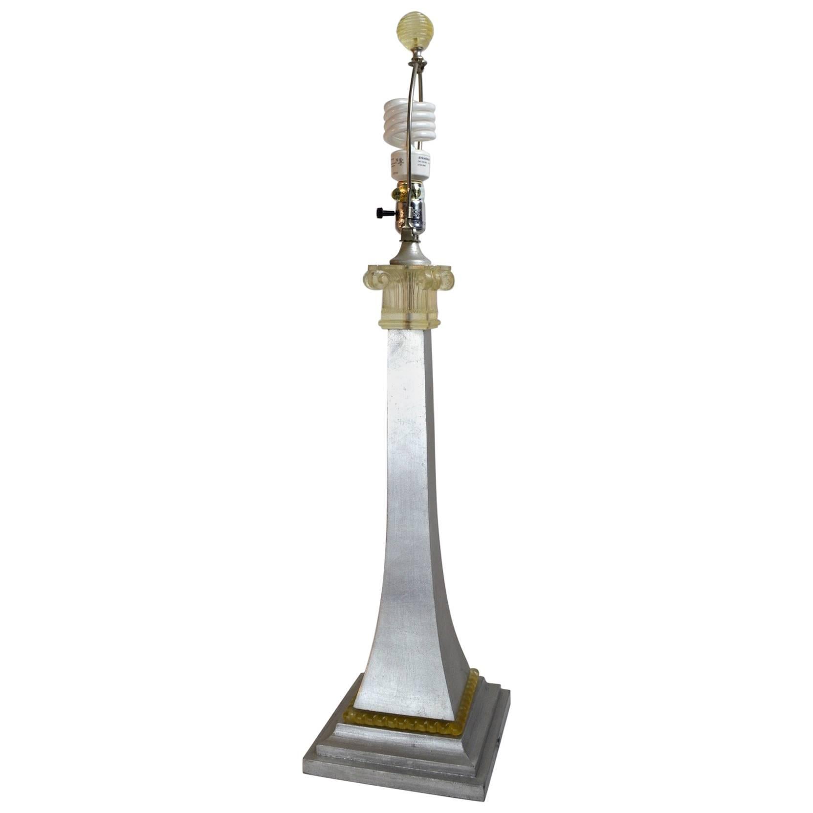 Silver Gilt and Cast Resin Table Lamp For Sale