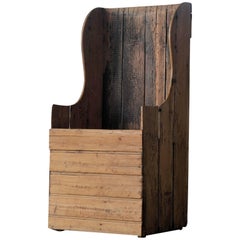 Midcentury Pine Wood Crate Chair in the Manner of Gerrit Rietveld