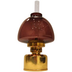 Retro Purple Glass Kerosene /Oil Lamp in Brass Hans-Agne Jakobsson
