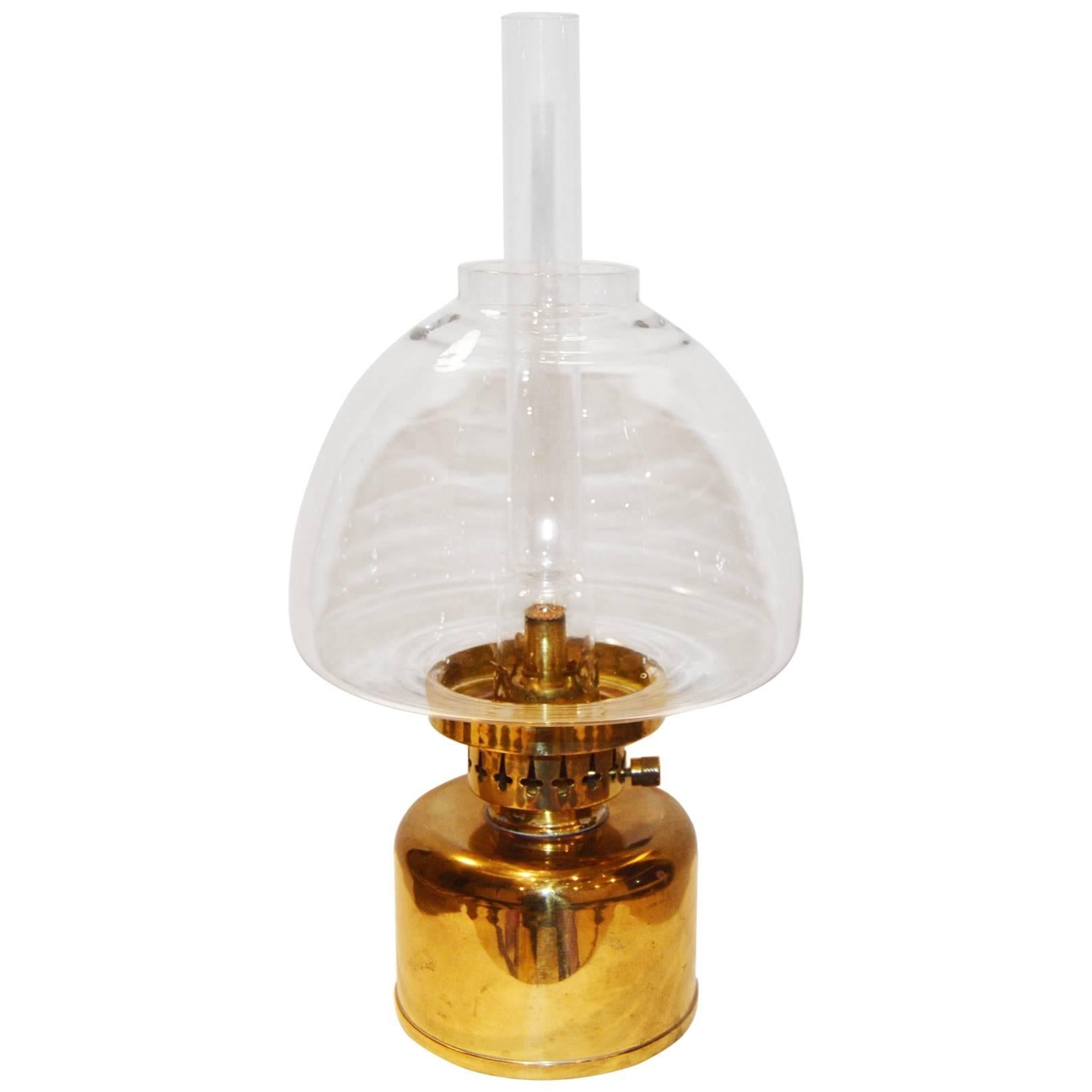 Brass and Glass Kerosene /Oil Lamp by Hans-Agne Jakobsson For Sale