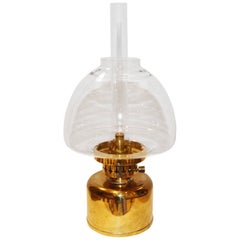 Retro Brass and Glass Kerosene /Oil Lamp by Hans-Agne Jakobsson