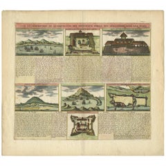 Impression ancienne d'un poste de traite et de Forts néerlandais du V.O.C. dans les Indes orientales