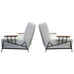 Monumental Pair of 1950s Midcentury California Iron Lounge Chairs
