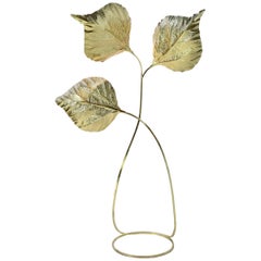 Extraordinary Huge Rhubarb Leaves Brass Floor Lamp by Tommaso Barbi